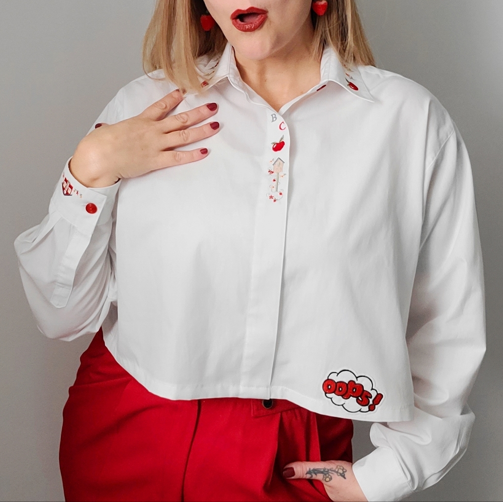 Vintage 80s Refashioned "Teacher" Blouse (L)